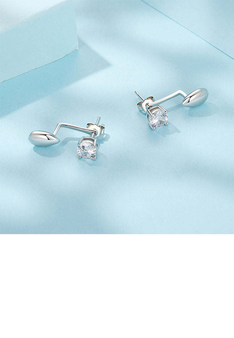 925 Sterling Silver Simple and Fashion Water Drop Shape Geometric Stud Earrings with Cubic Zirconia - Luxurious Look