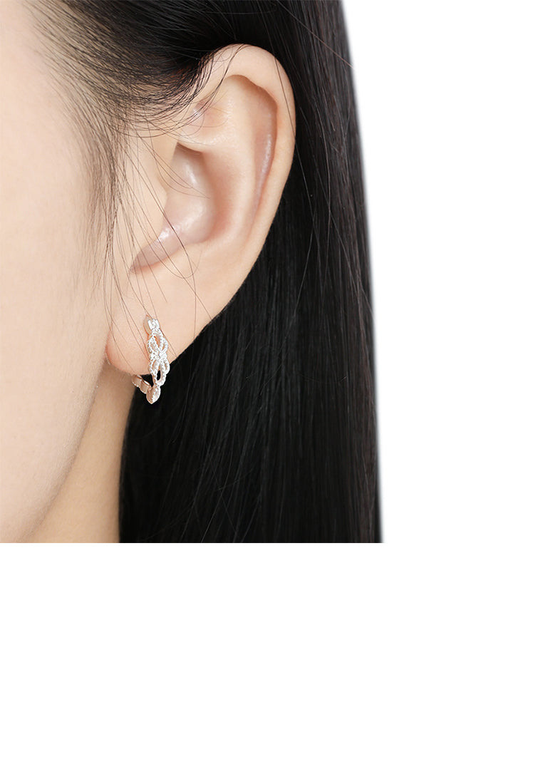 925 Sterling Silver Simple Temperament Hollow Pattern Geometric Earrings