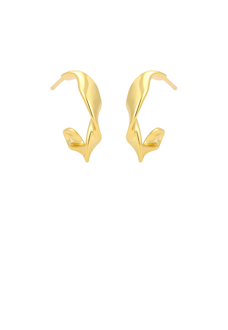 925 Sterling Silver Plated Gold Simple and Personalized Irregular Twisted C-shaped Geometric Stud Earrings