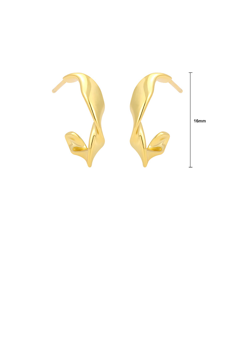 925 Sterling Silver Plated Gold Simple and Personalized Irregular Twisted C-shaped Geometric Stud Earrings