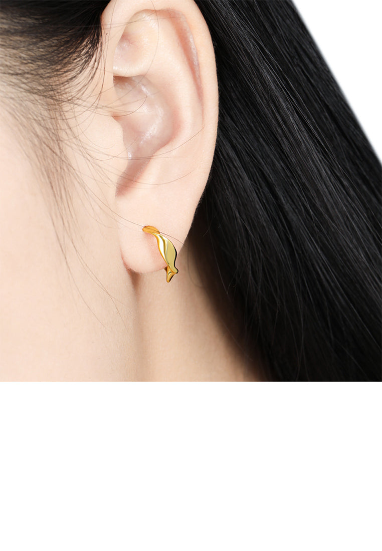 925 Sterling Silver Plated Gold Simple and Personalized Irregular Twisted C-shaped Geometric Stud Earrings