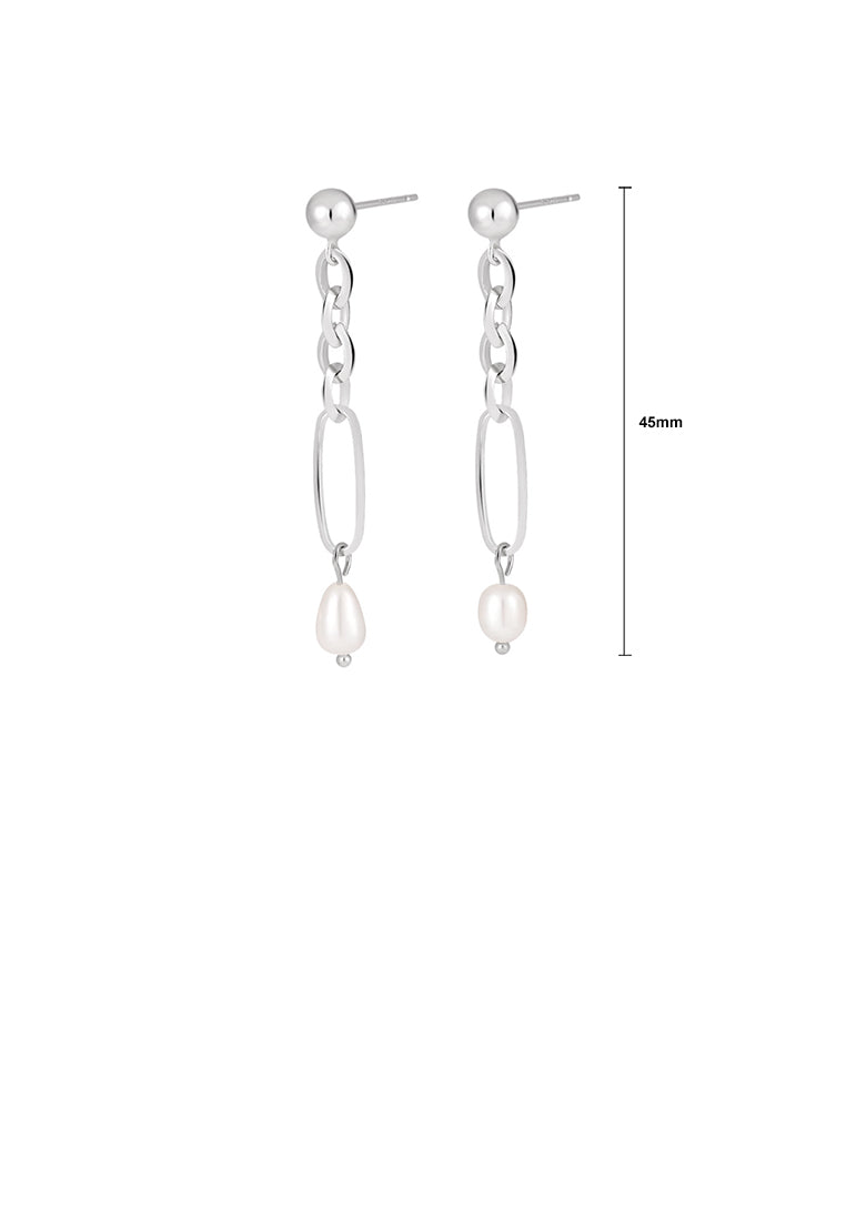 925 Sterling Silver Fashion Temperament Geometric Tassel Freshwater Pearl Earrings - Luxurious Look