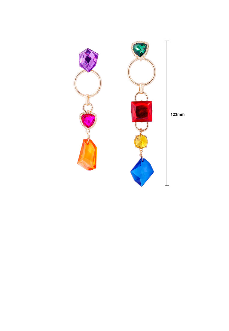 Fashion Temperament Plated Gold Irregular Geometric Cubic Zirconia Tassel Asymmetric Earrings - Luxurious Look