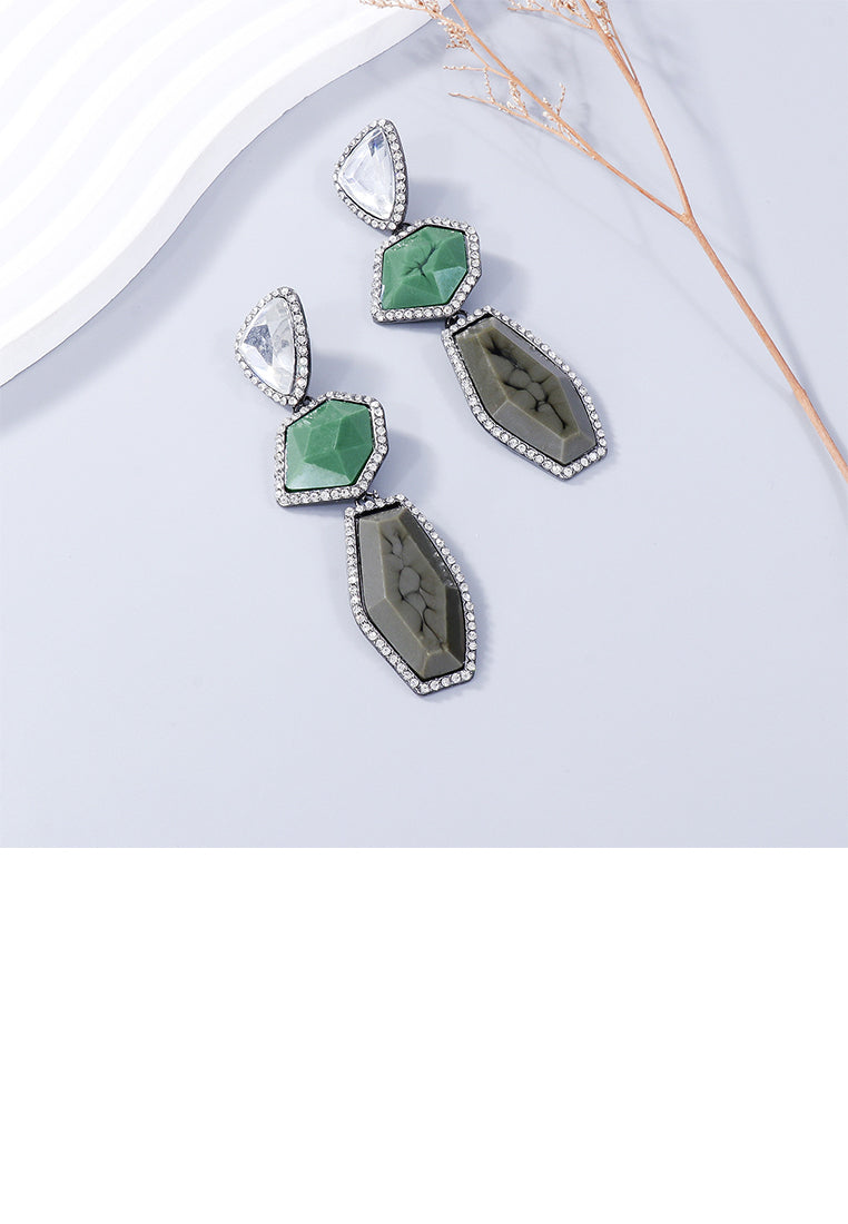 Fashion Vintage Irregular Geometric Earrings with Cubic Zirconia - Luxurious Look