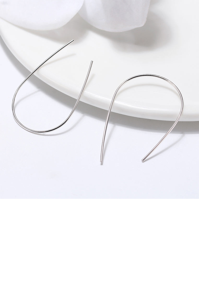925 Sterling Silver Simple and Fashion Geometric Curved Earrings