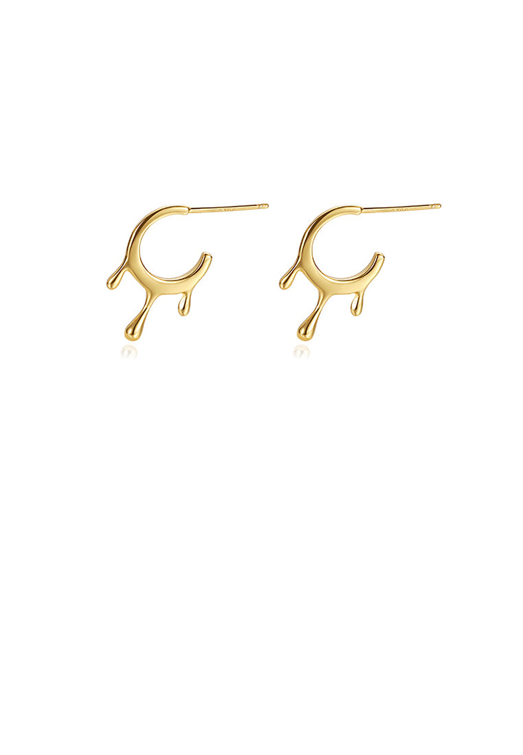 925 Sterling Silver Plated Gold Simple Personalized Lava C-shaped Geometric Stud Earrings
