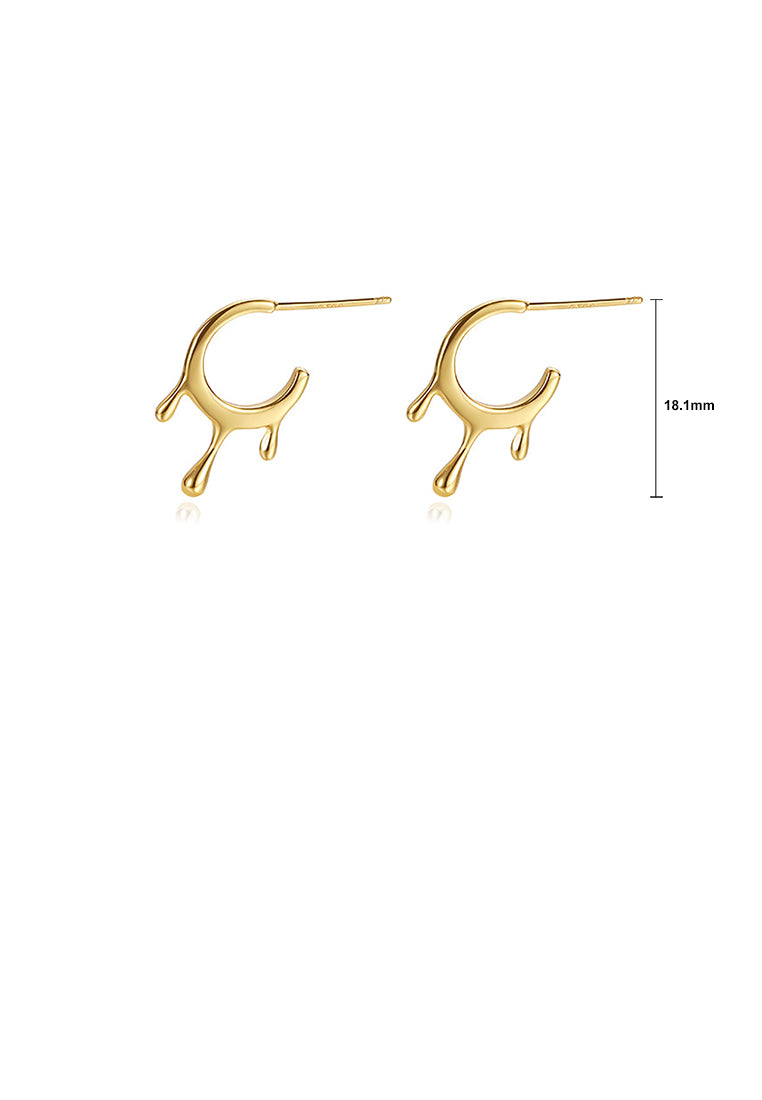 925 Sterling Silver Plated Gold Simple Personalized Lava C-shaped Geometric Stud Earrings