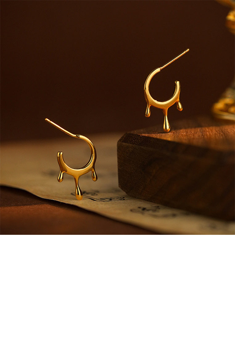 925 Sterling Silver Plated Gold Simple Personalized Lava C-shaped Geometric Stud Earrings
