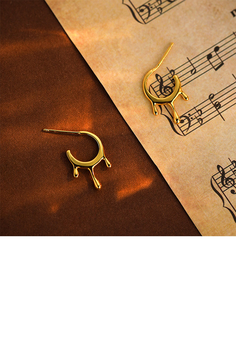 925 Sterling Silver Plated Gold Simple Personalized Lava C-shaped Geometric Stud Earrings