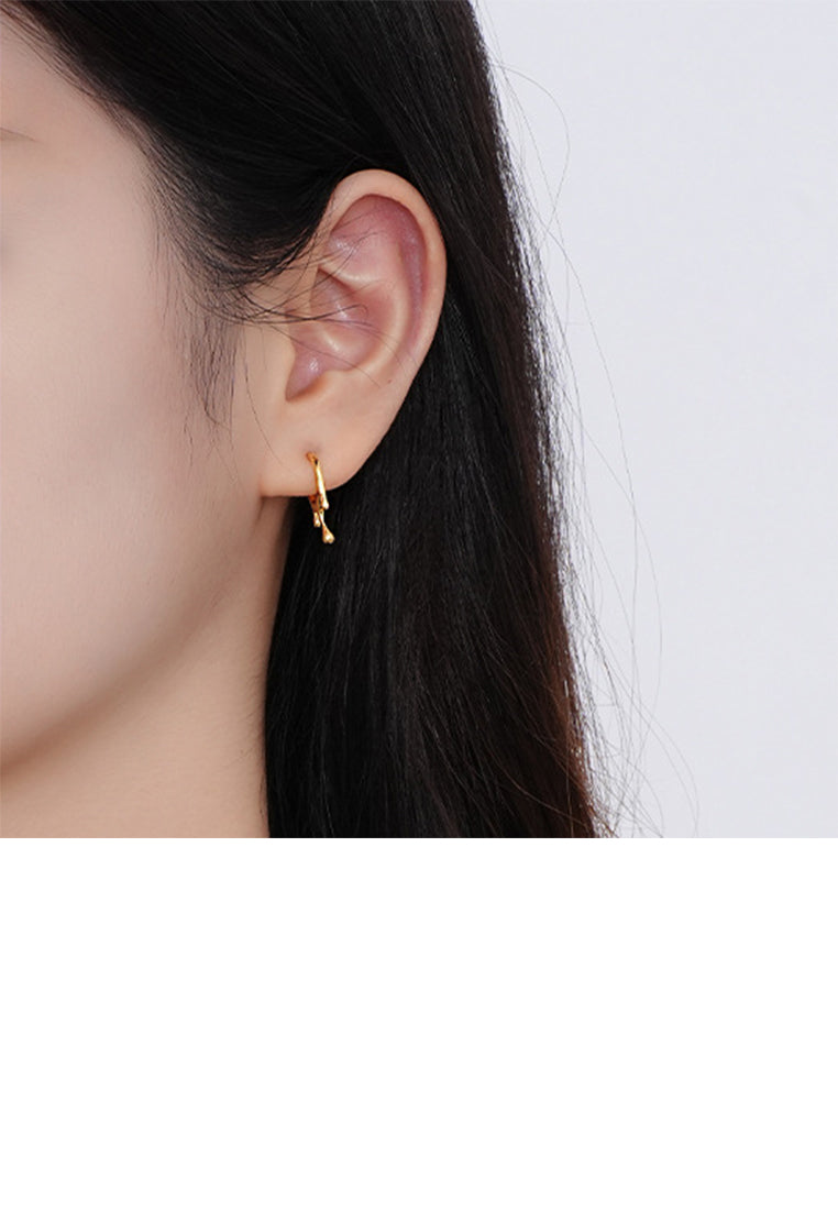 925 Sterling Silver Plated Gold Simple Personalized Lava C-shaped Geometric Stud Earrings