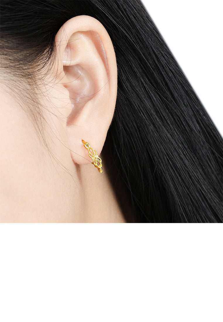 925 Sterling Silver Plated Gold Simple Temperament Hollow Pattern Geometric Earrings