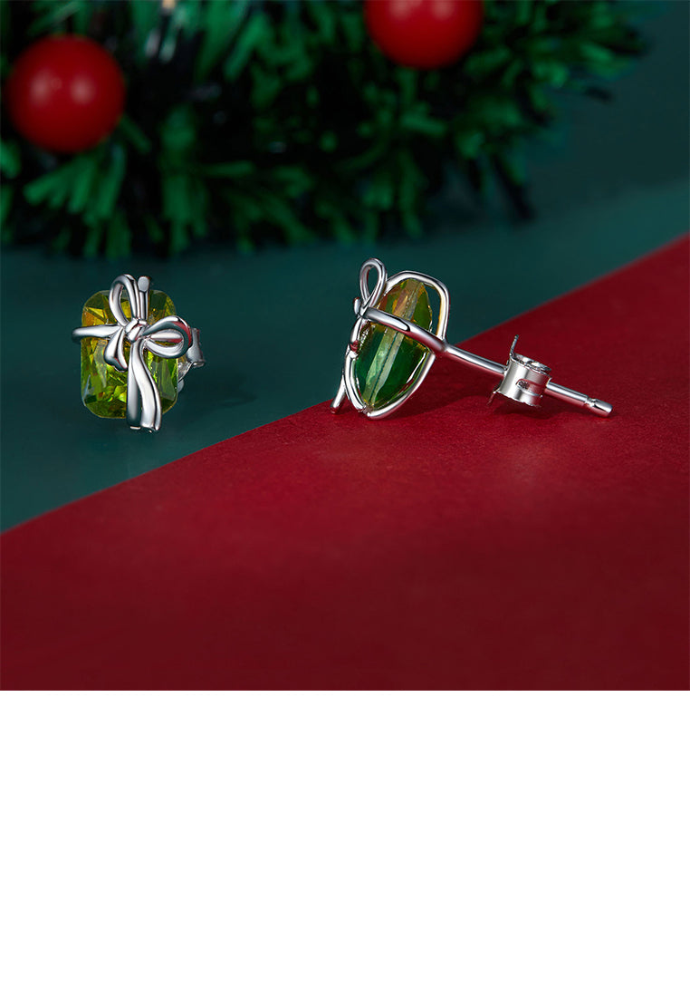 925 Sterling Silver Fashion Simple Ribbon Geometric Stud Earrings with Cubic Zirconia - Luxurious Look