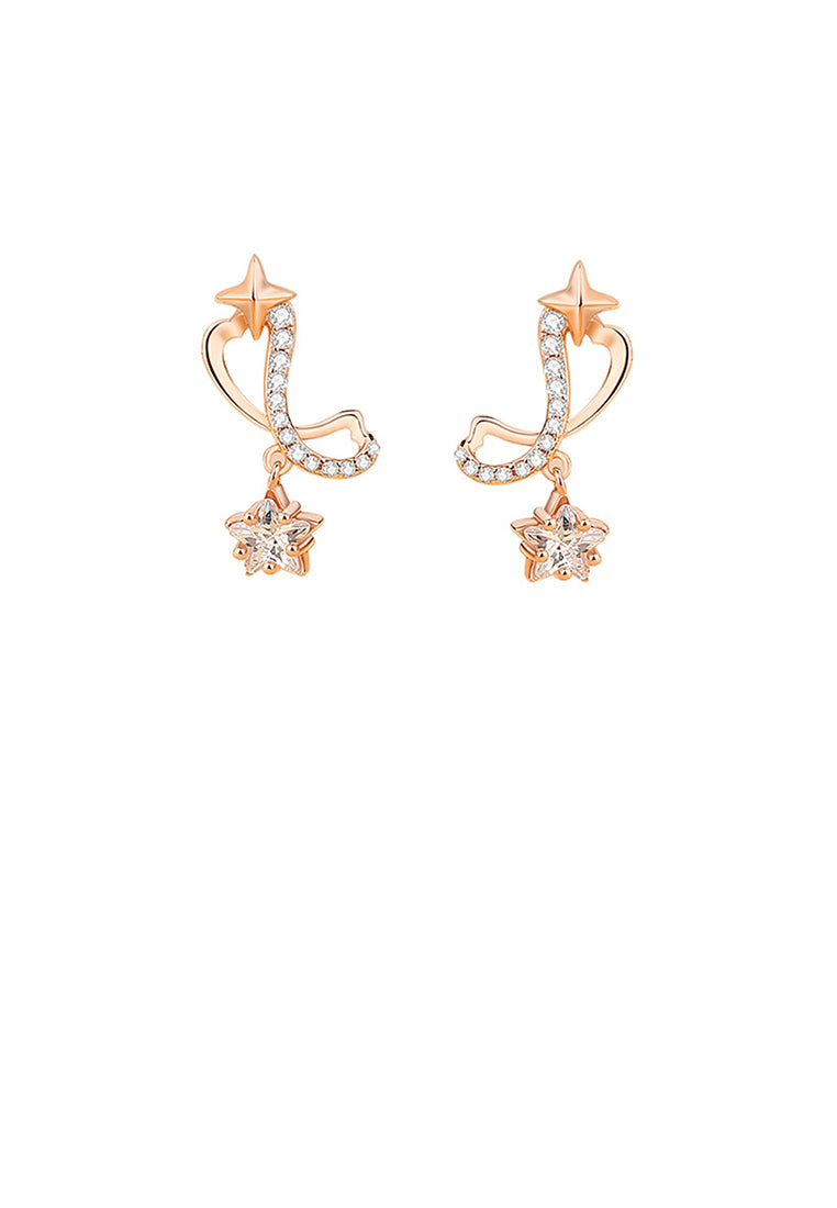 925 Sterling Silver Plated Rose Gold Fashion and Creative Möbius Star Stud Earrings with Cubic Zirconia - Luxurious Look