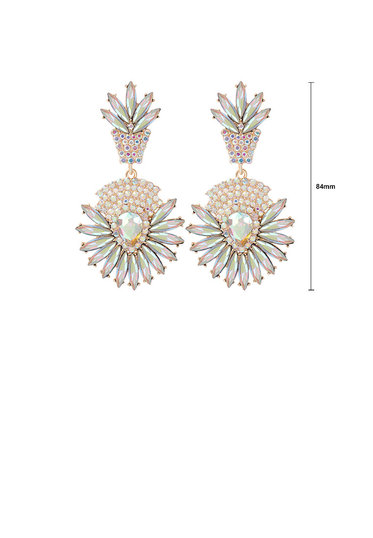 Fashion Brilliant Plated Gold Floral Geometric Round Earrings with Cubic Zirconia - Luxurious Look