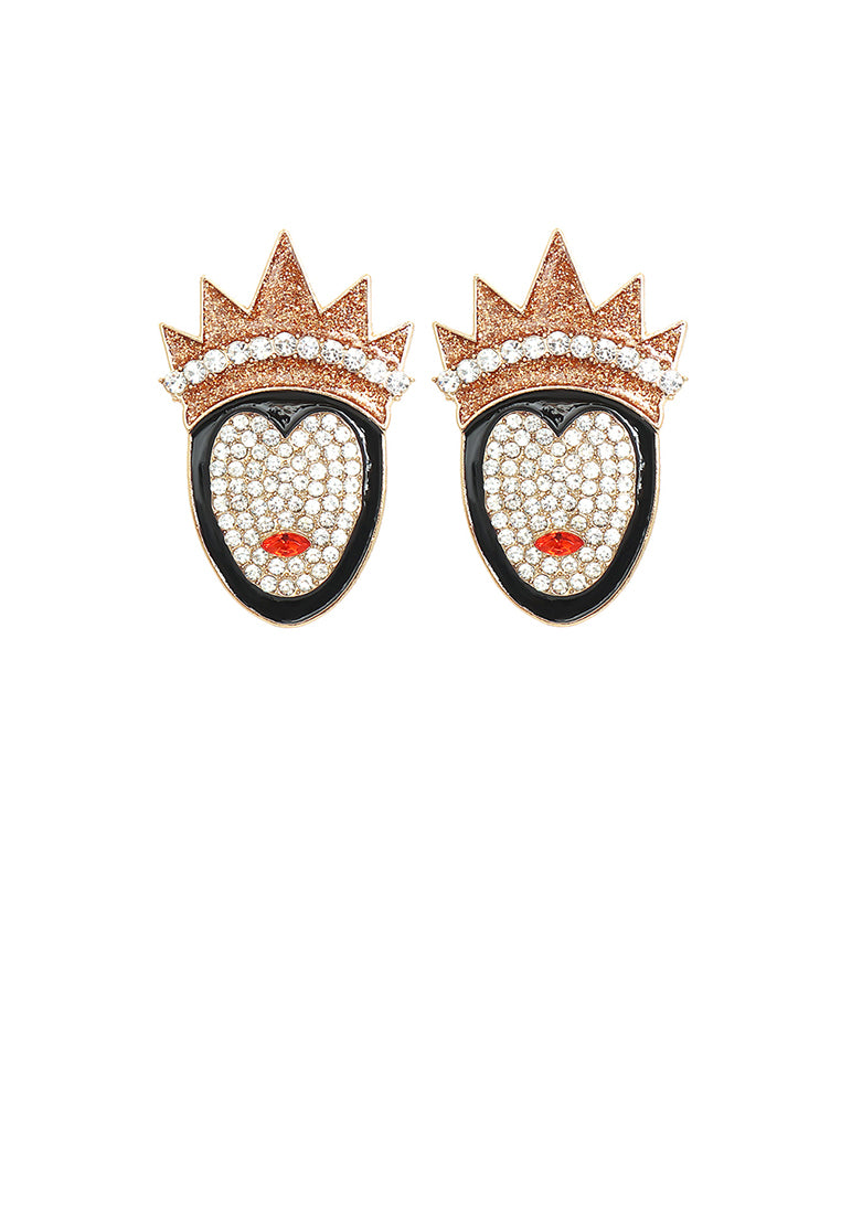 Fashion and Creative Plated Gold Queen Stud Earrings with Cubic Zirconia - Luxurious Look