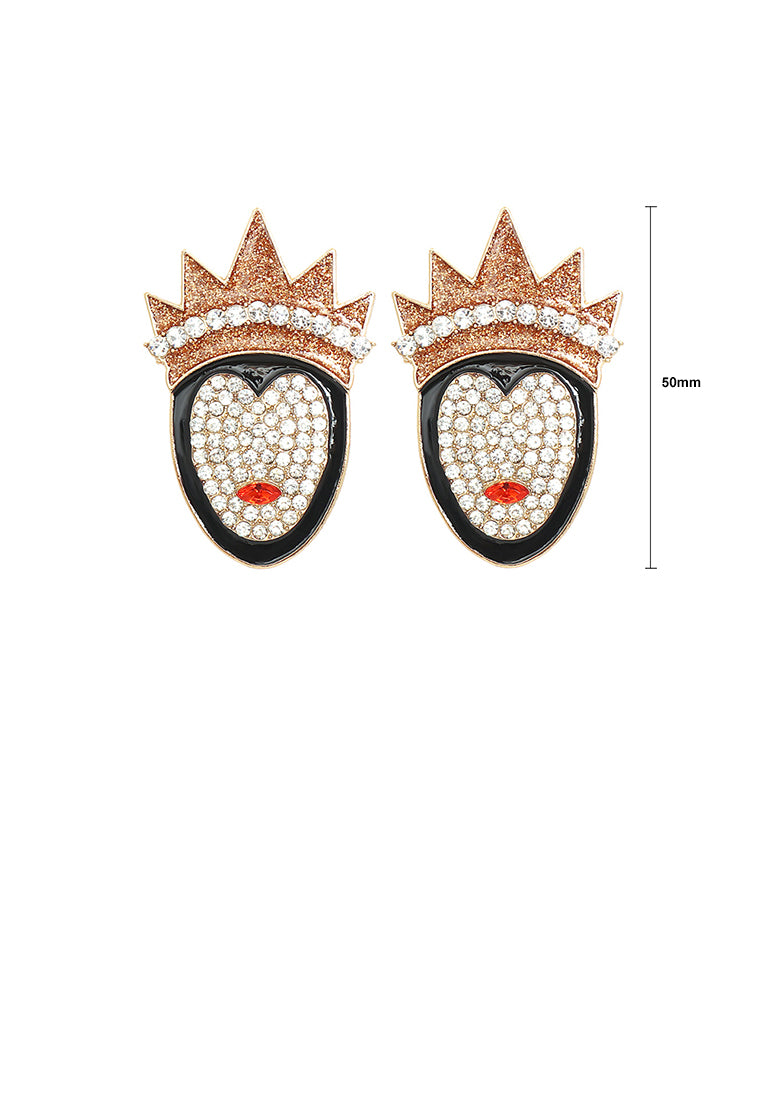 Fashion and Creative Plated Gold Queen Stud Earrings with Cubic Zirconia - Luxurious Look
