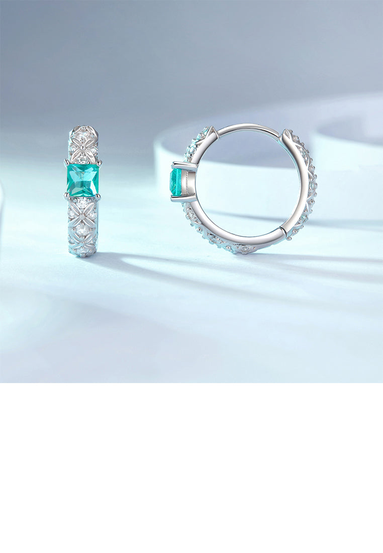 925 Sterling Silver Fashion Elegant Pattern Geometric Earrings with Cubic Zirconia - Luxurious Look