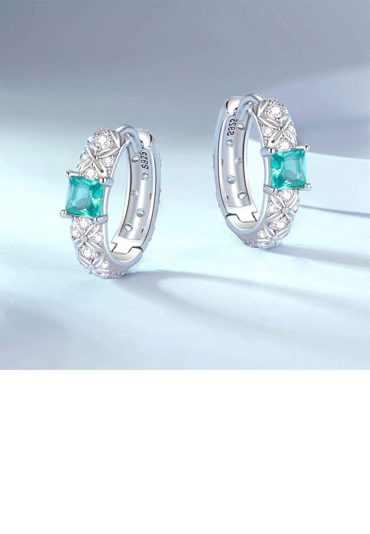 925 Sterling Silver Fashion Elegant Pattern Geometric Earrings with Cubic Zirconia - Luxurious Look