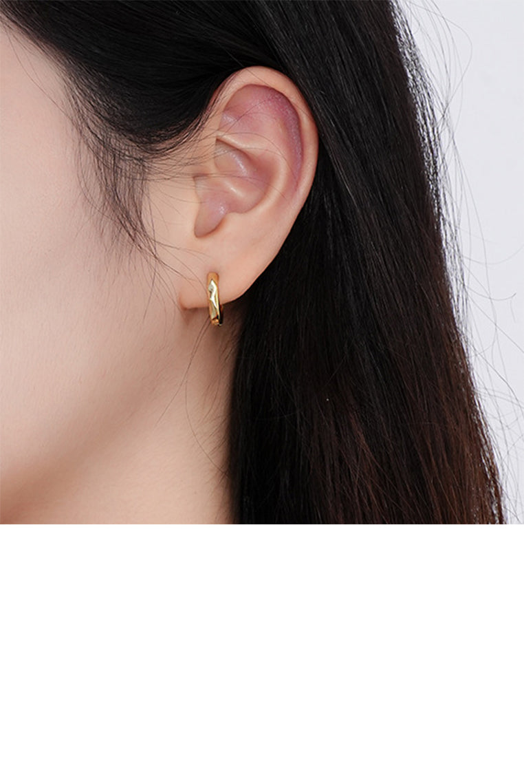 925 Sterling Silver Plated Gold Simple Personalized Rhombus Geometric Earrings