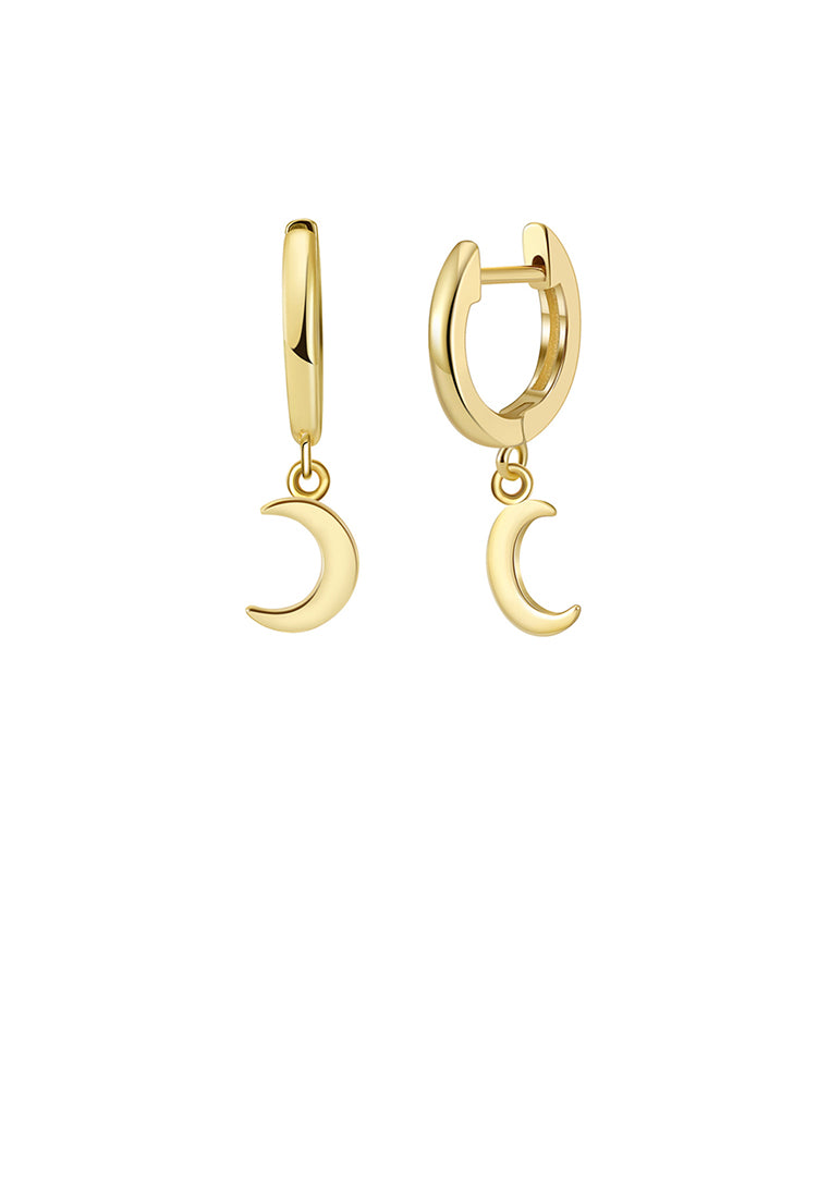 925 Sterling Silver Plated Gold Simple Cute Moon Earrings