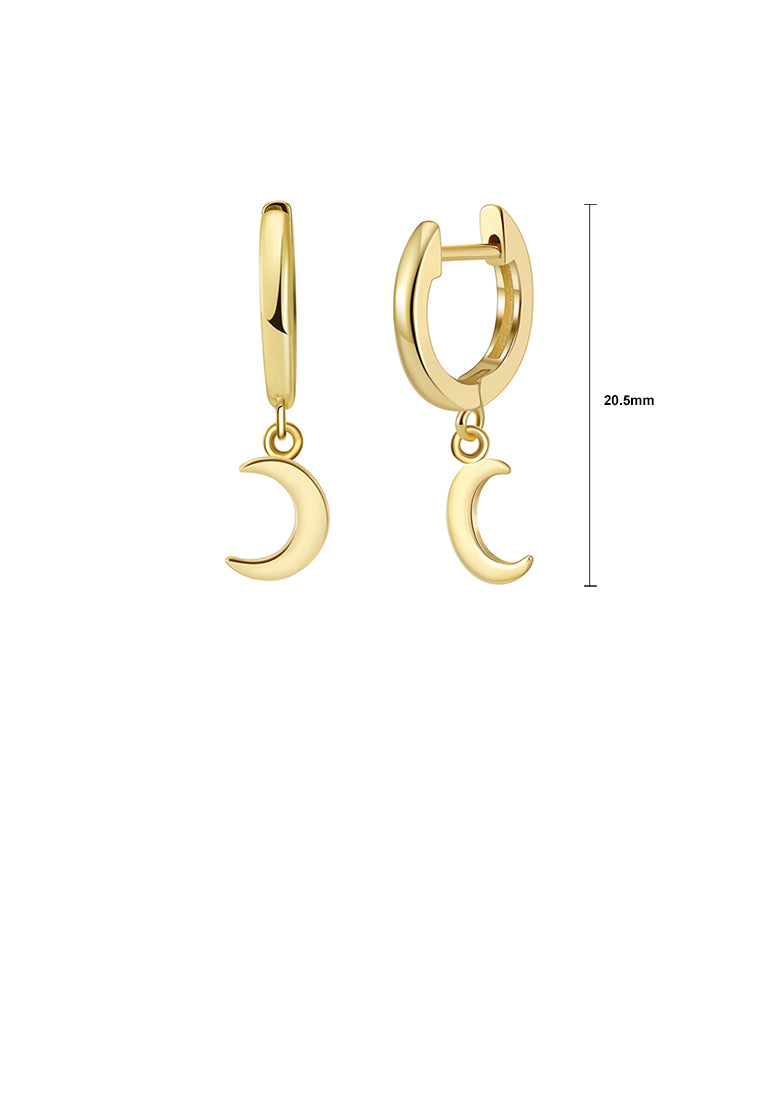 925 Sterling Silver Plated Gold Simple Cute Moon Earrings