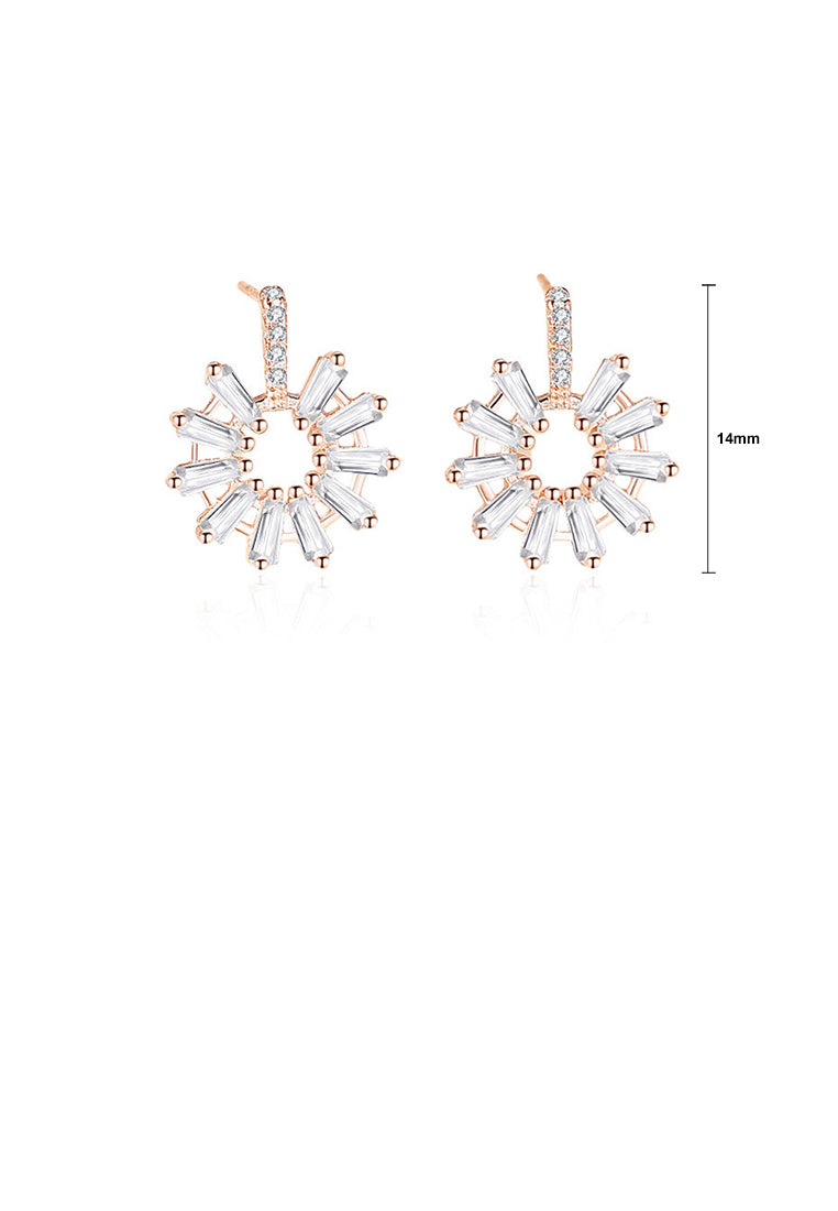 925 Sterling Silver Plated Rose Gold Fashion Temperament Sunflower Earrings with Cubic Zirconia - Luxurious Look