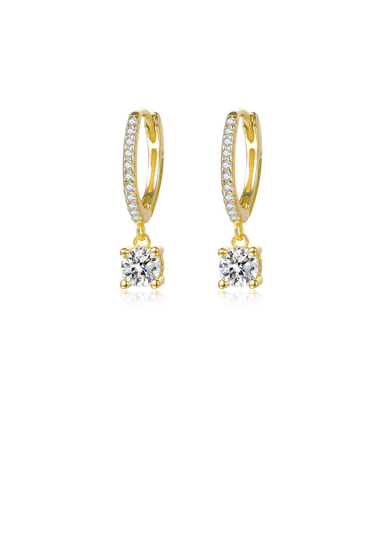 925 Sterling Silver Plated Gold Fashion Simple Geometric Earrings with Cubic Zirconia - Luxurious Look