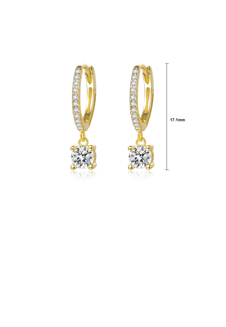925 Sterling Silver Plated Gold Fashion Simple Geometric Earrings with Cubic Zirconia - Luxurious Look
