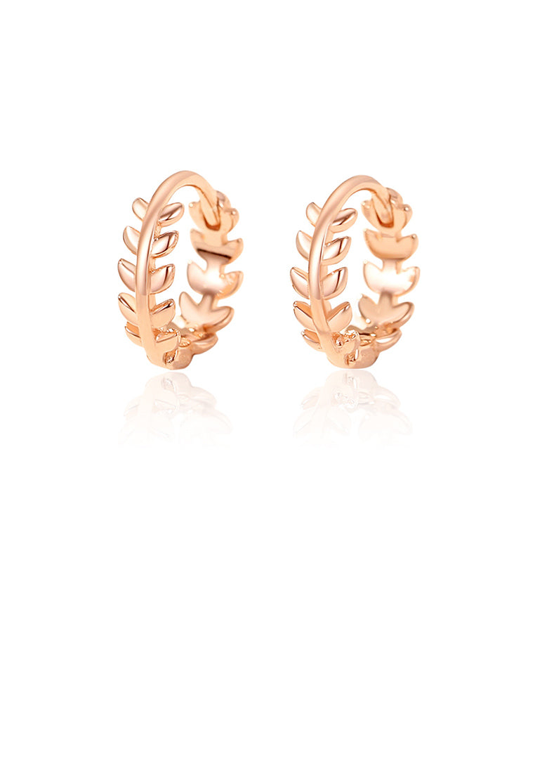 925 Sterling Silver Plated Rose Gold Simple and Fashion Olive Leaf Geometric Earrings