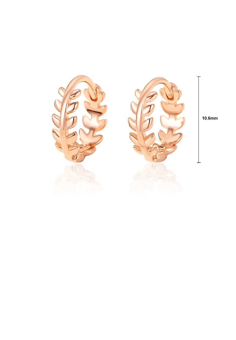 925 Sterling Silver Plated Rose Gold Simple and Fashion Olive Leaf Geometric Earrings