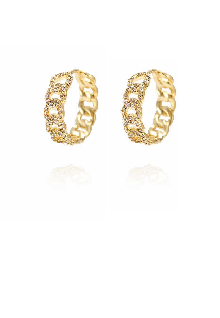 Simple Fashion Plated Gold Twist Geometric Hoop Earrings with Cubic Zirconia - Luxurious Look