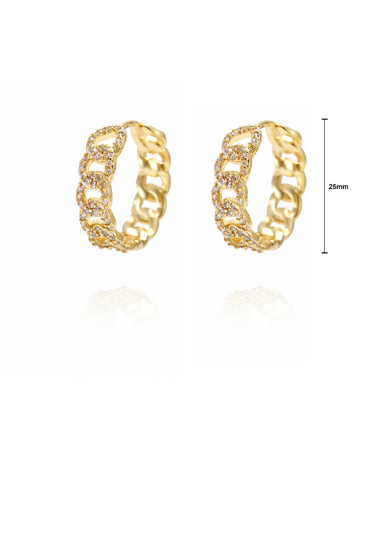 Simple Fashion Plated Gold Twist Geometric Hoop Earrings with Cubic Zirconia - Luxurious Look