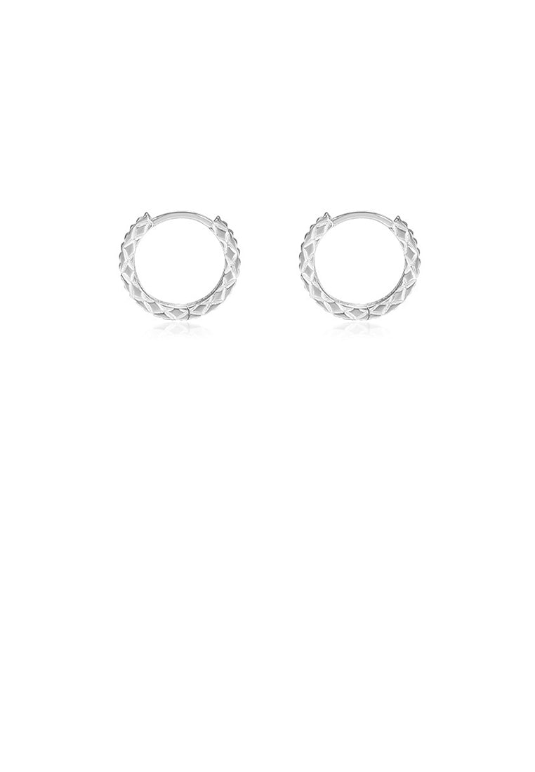 925 Sterling Silver Simple Personalized Diamond Pattern Geometric Hoop Earrings