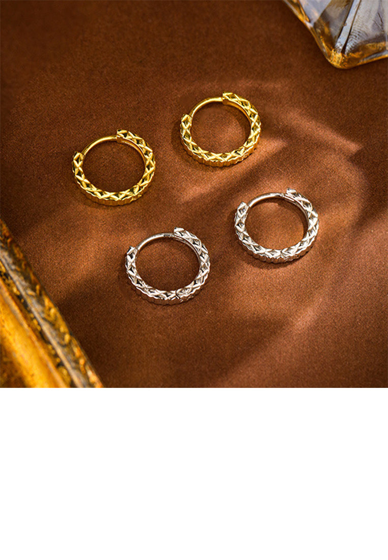 925 Sterling Silver Simple Personalized Diamond Pattern Geometric Hoop Earrings