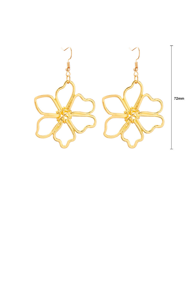 Fashion and Simple Plated Gold Hollow Flower Earrings