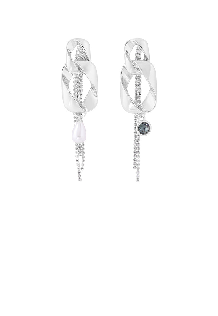 Fashion Personality Twisted Geometric Tassel Earrings with Cubic Zirconia - Luxurious Look