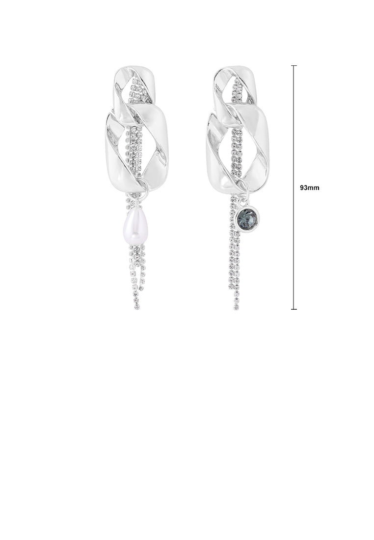 Fashion Personality Twisted Geometric Tassel Earrings with Cubic Zirconia - Luxurious Look