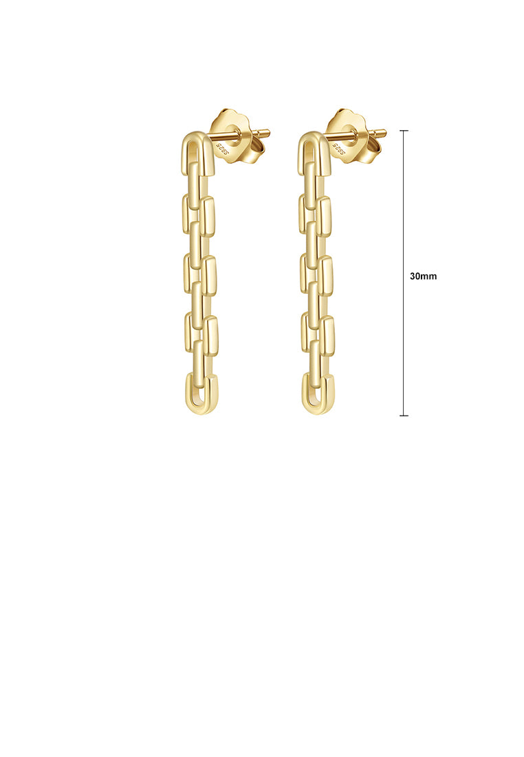 925 Sterling Silver Plated Gold Simple Personalized Chain Tassel Stud Earrings