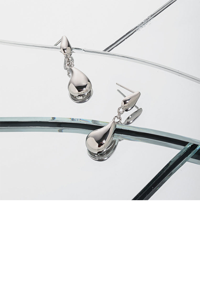 925 Sterling Silver Fashion Simple Water Drop Shape Tassel Earrings