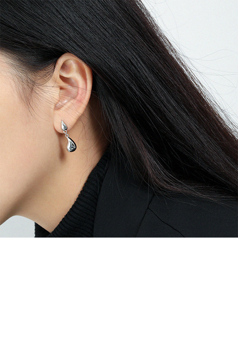 925 Sterling Silver Fashion Simple Water Drop Shape Tassel Earrings