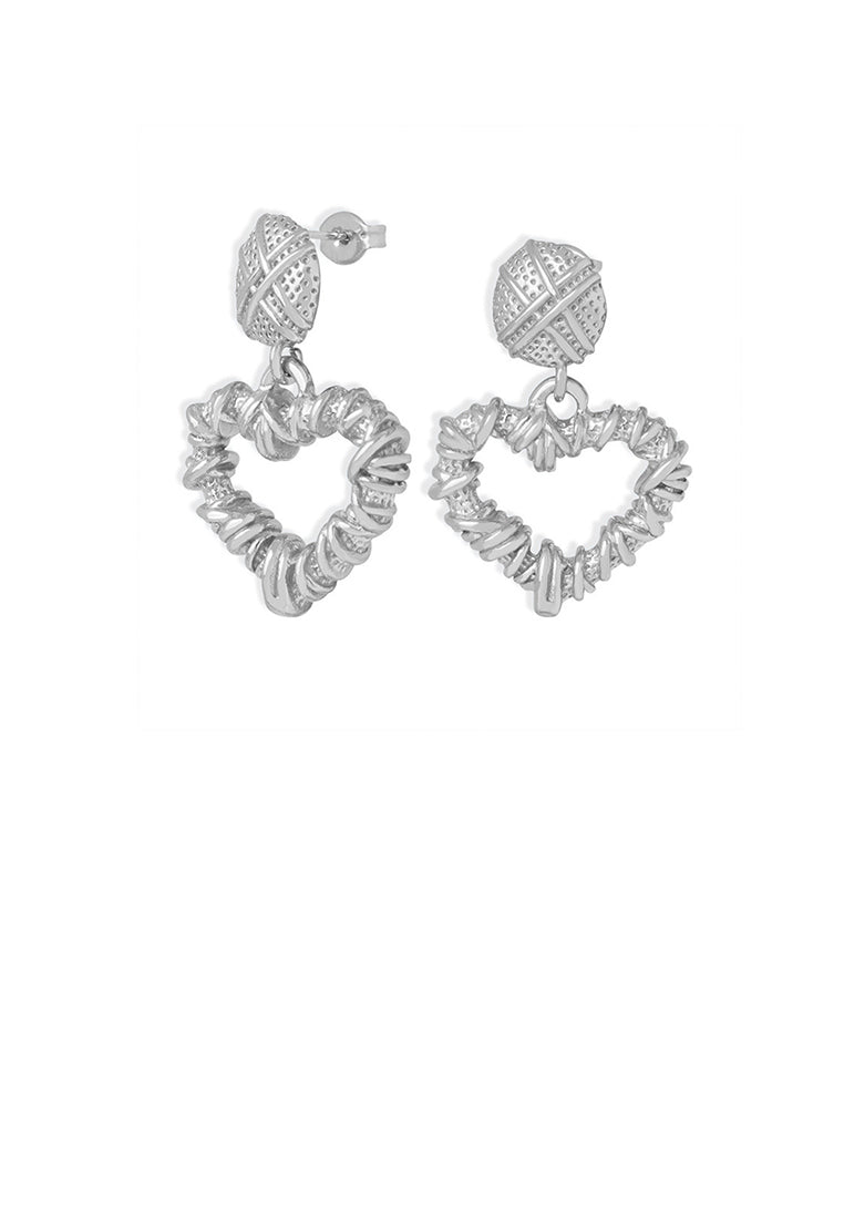 Fashion and Romantic 316L Stainless Steel Hollow Braided Heart-shaped Earrings