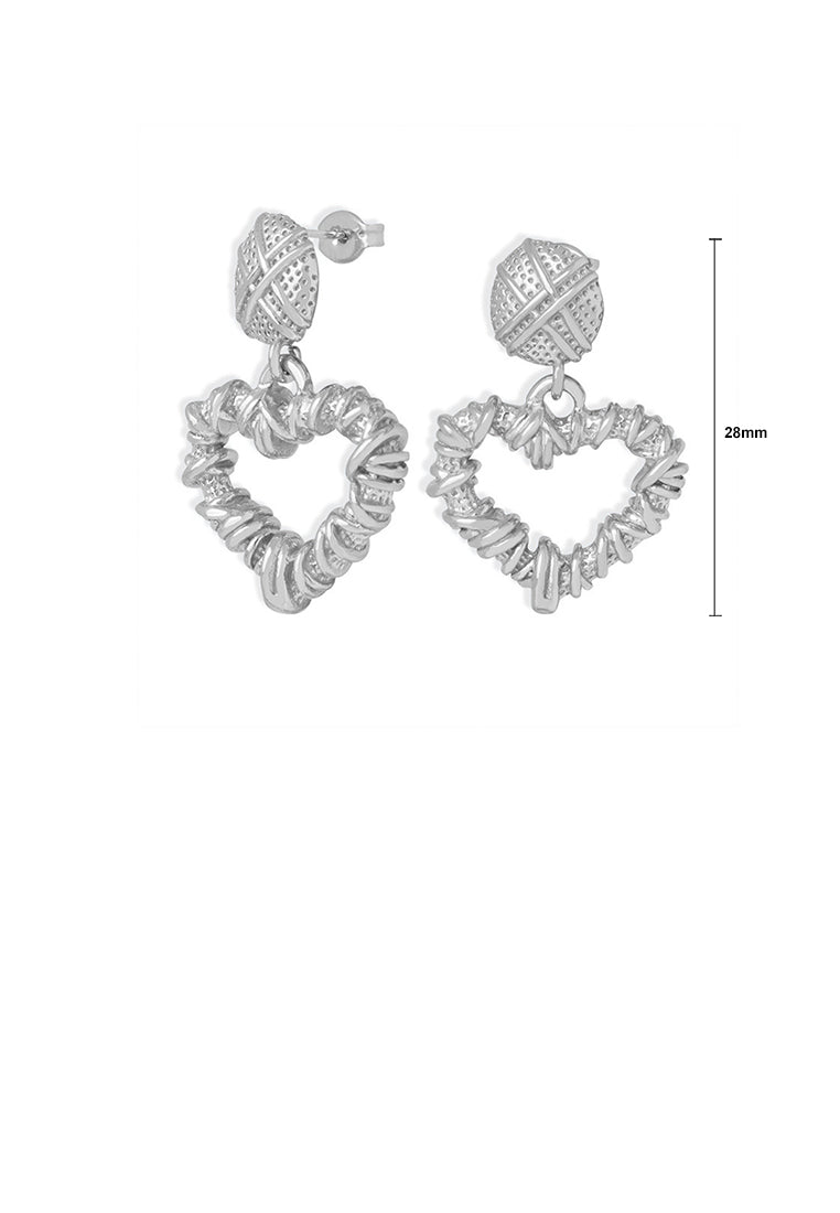 Fashion and Romantic 316L Stainless Steel Hollow Braided Heart-shaped Earrings