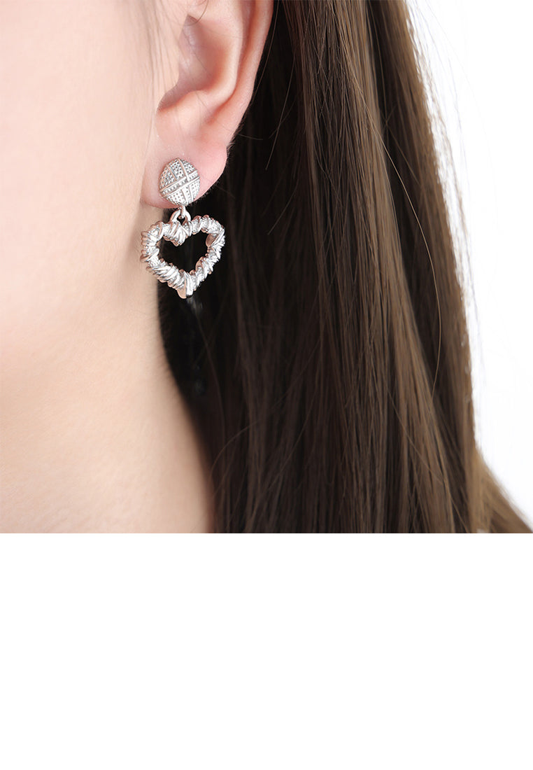 Fashion and Romantic 316L Stainless Steel Hollow Braided Heart-shaped Earrings