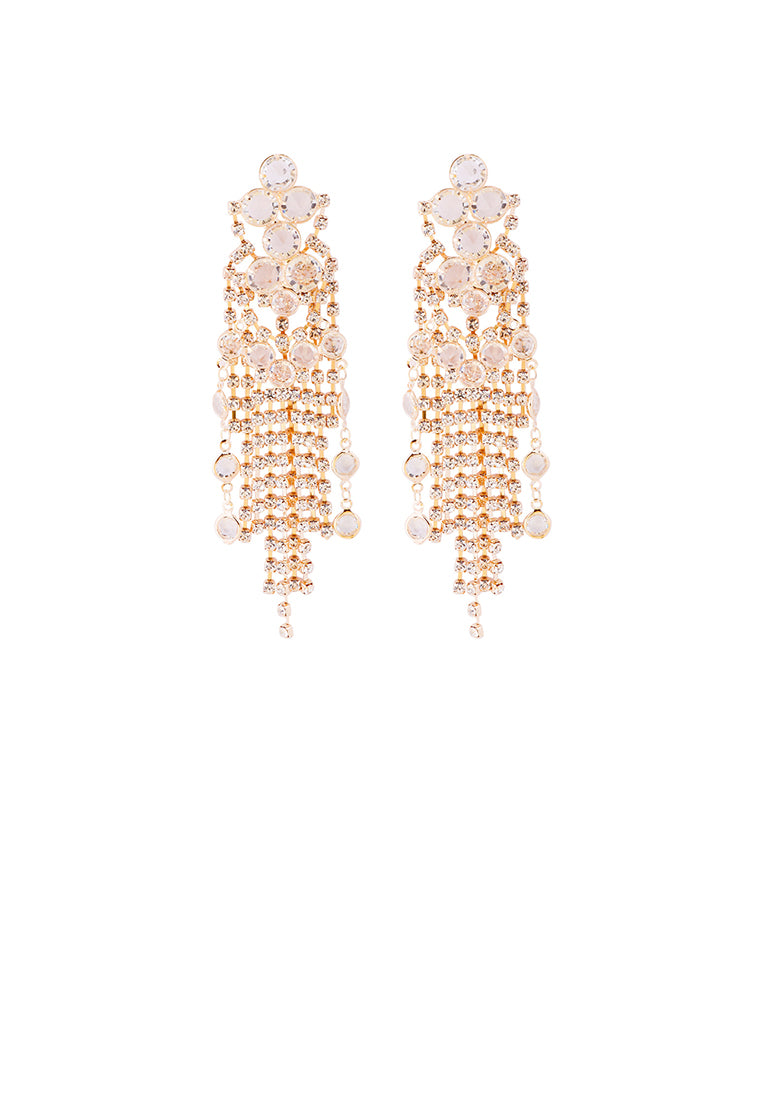 Fashion Brilliant Plated Gold Geometric Tassel Earrings with Cubic Zirconia - Luxurious Look