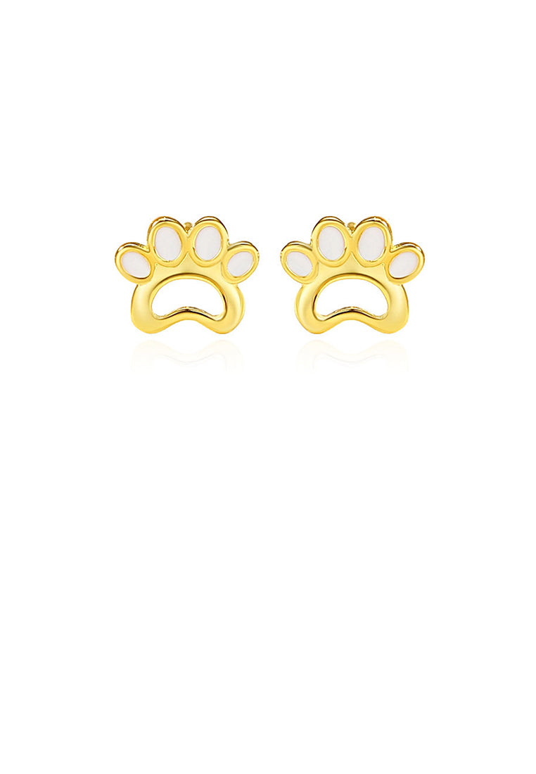 925 Sterling Silver Plated Gold Simple Cute Cat Claw Stud Earrings