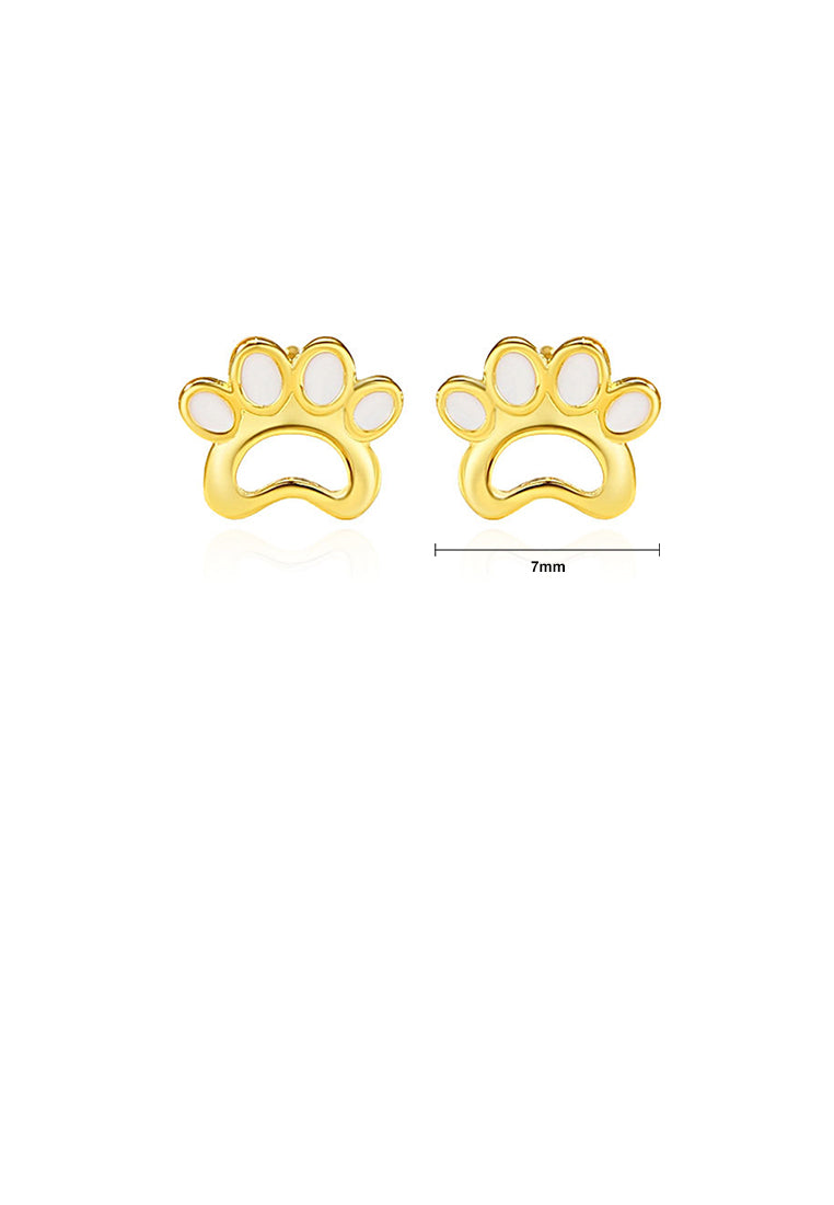 925 Sterling Silver Plated Gold Simple Cute Cat Claw Stud Earrings
