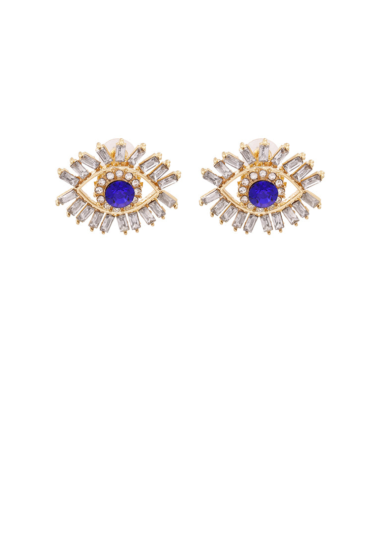 Fashion Personality Plated Gold Devil Eye Stud Earrings with White Cubic Zirconia - Luxurious Look