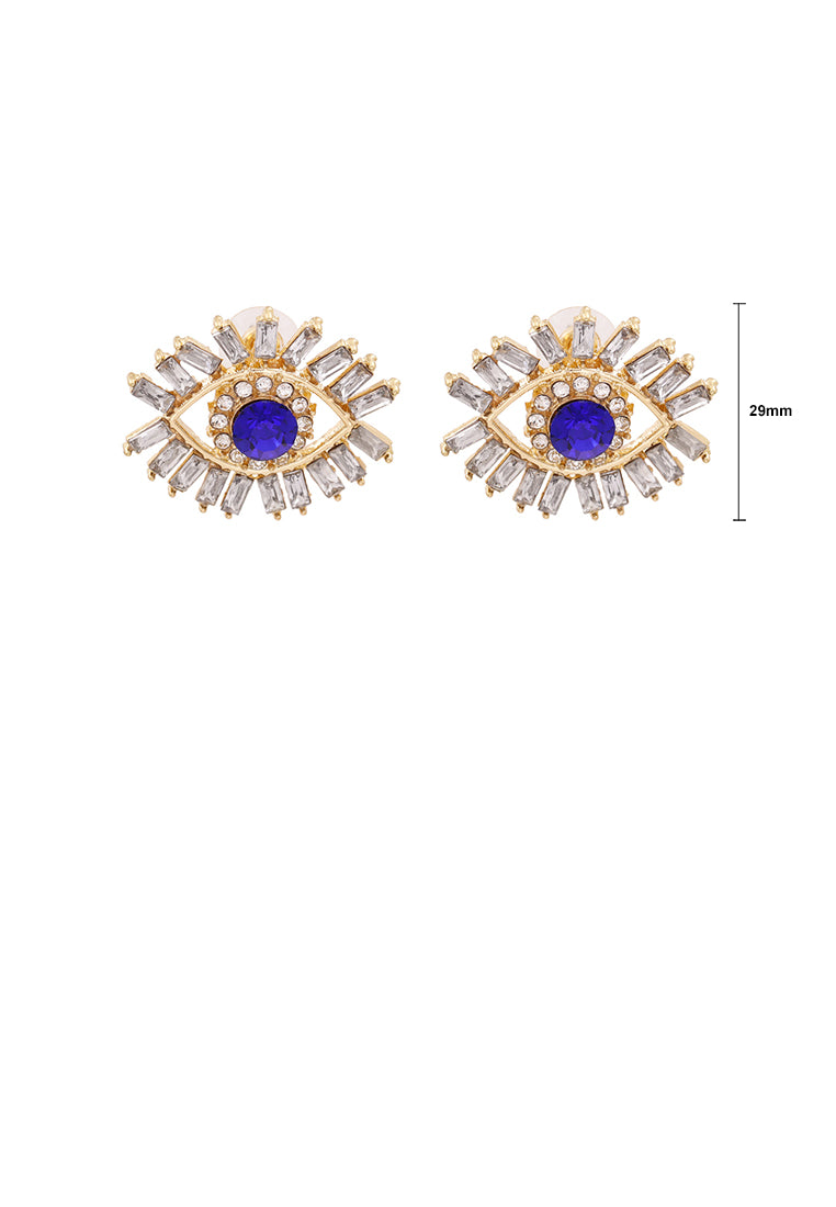 Fashion Personality Plated Gold Devil Eye Stud Earrings with White Cubic Zirconia - Luxurious Look