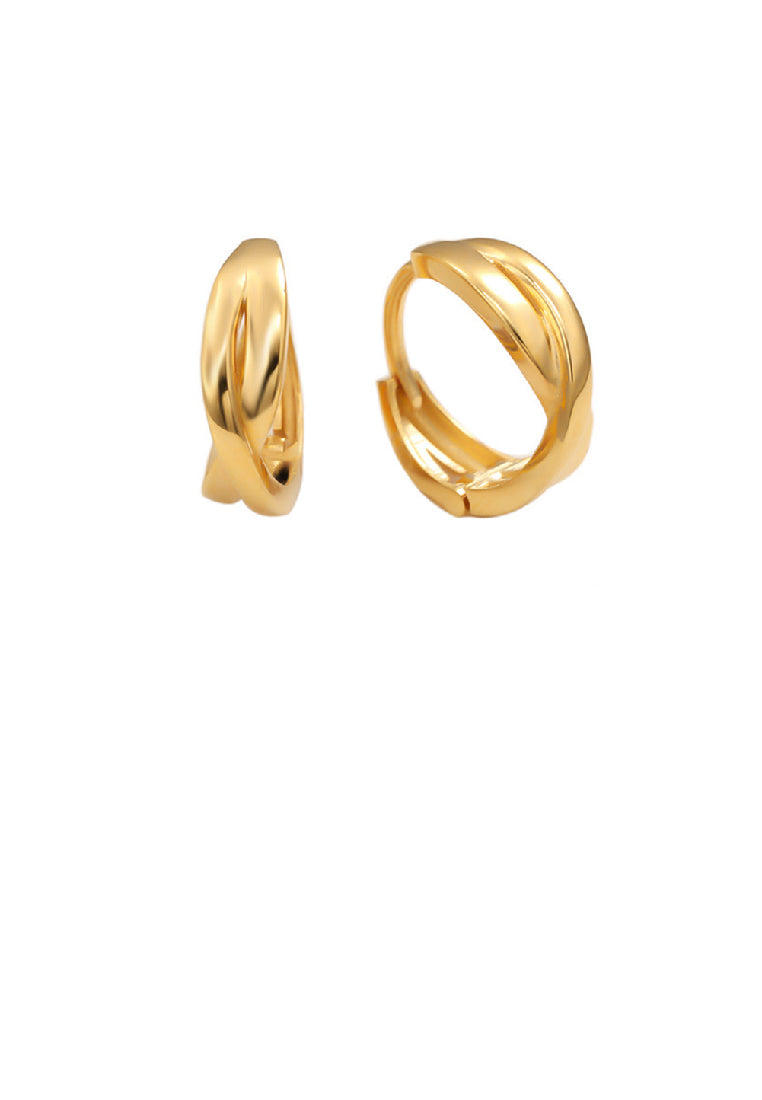 925 Sterling Silver Plated Gold Simple Personality Cross Geometric Earrings