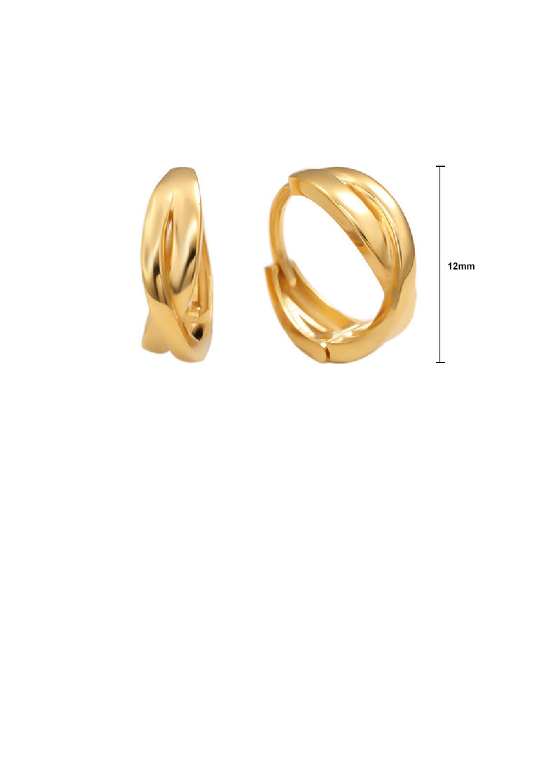 925 Sterling Silver Plated Gold Simple Personality Cross Geometric Earrings